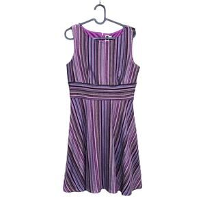 Julian Taylor Crochet Stripe Flare A Line Dress 8P